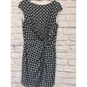 Lauren Ralph Lauren Navy White Sleeveless Midi Career Dress Twisted Knot SZ 14